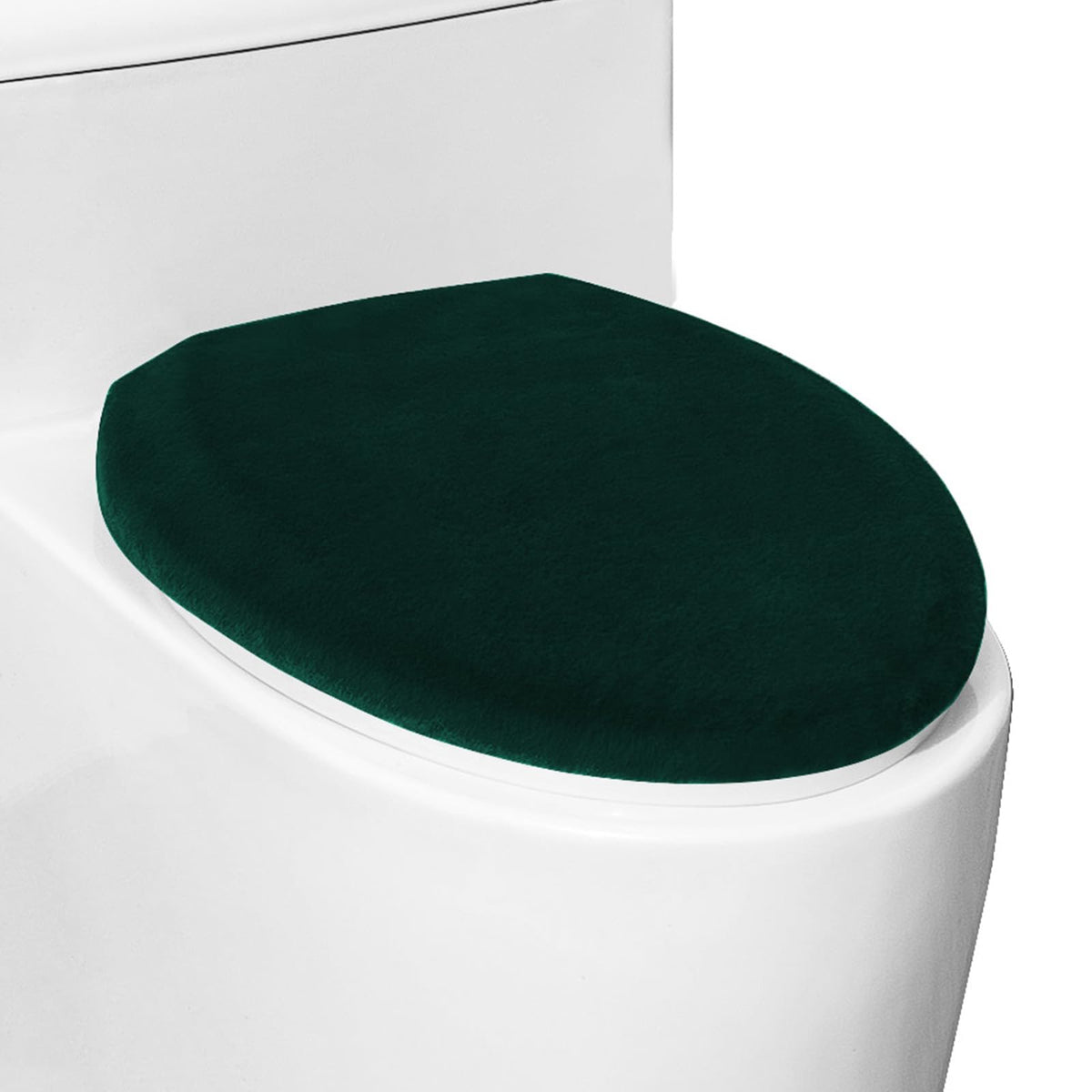 Comfortable Soft Plush Toilet Lid Cover for Bathroom, Machine Washable Toilet Seat Covers, Fits Most Round Elongated and Oblong Lids, Easy Installation& Cleaning (Olive green)