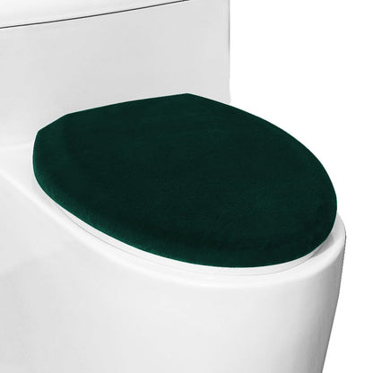 Comfortable Soft Plush Toilet Lid Cover for Bathroom, Machine Washable Toilet Seat Covers, Fits Most Round Elongated and Oblong Lids, Easy Installation& Cleaning (Olive green)