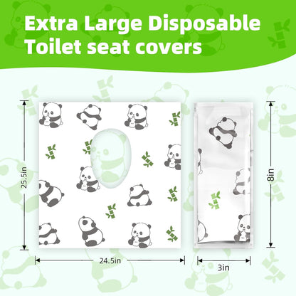 Upgraded Disposable Toilet Seat Covers (20 Pack) - Waterproof, Cute Panda Print, Travel-Friendly Individual Packs, Suitable for Kids & Adults, Perfect for Toddlers’ Potty Training in Public Restrooms