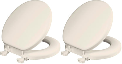 Mayfair Padded Toilet Seat, Cushioned Soft Vinyl over Wood Core Seat, Secure Hinges, Easy Clean, Made in USA, Round, White