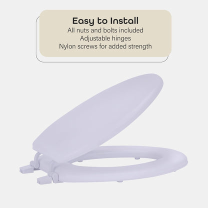 Soft Elongated Vinyl Toilet Seat, White, 19 in