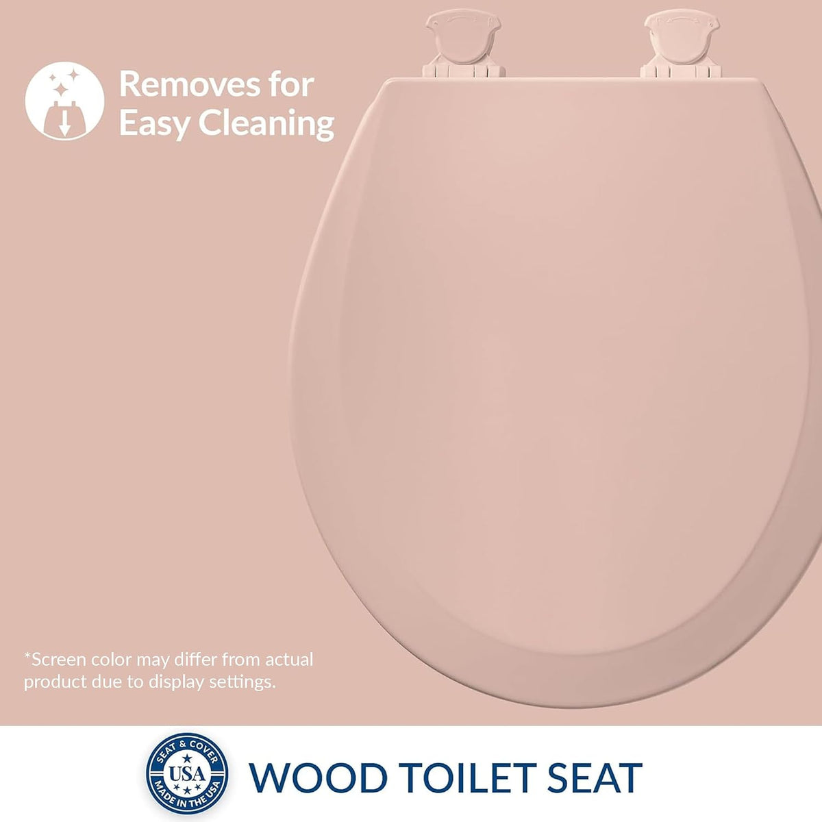Bemis 500EC 063 Toilet Seat with Easy Clean & Change Hinges, 1 Pack Round, Venetian Pink