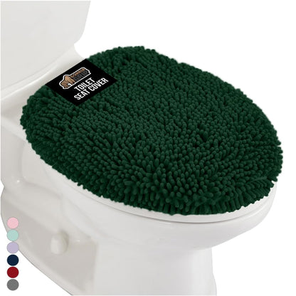 GORILLA GRIP Soft Chenille Toilet Lid Seat Cover, 19.5x18.5 Ivory