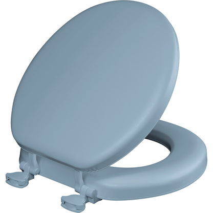 Mayfair Padded Toilet Seat, Cushioned Soft Vinyl over Wood Core Seat, Secure Hinges, Easy Clean, Made in USA, Round, White