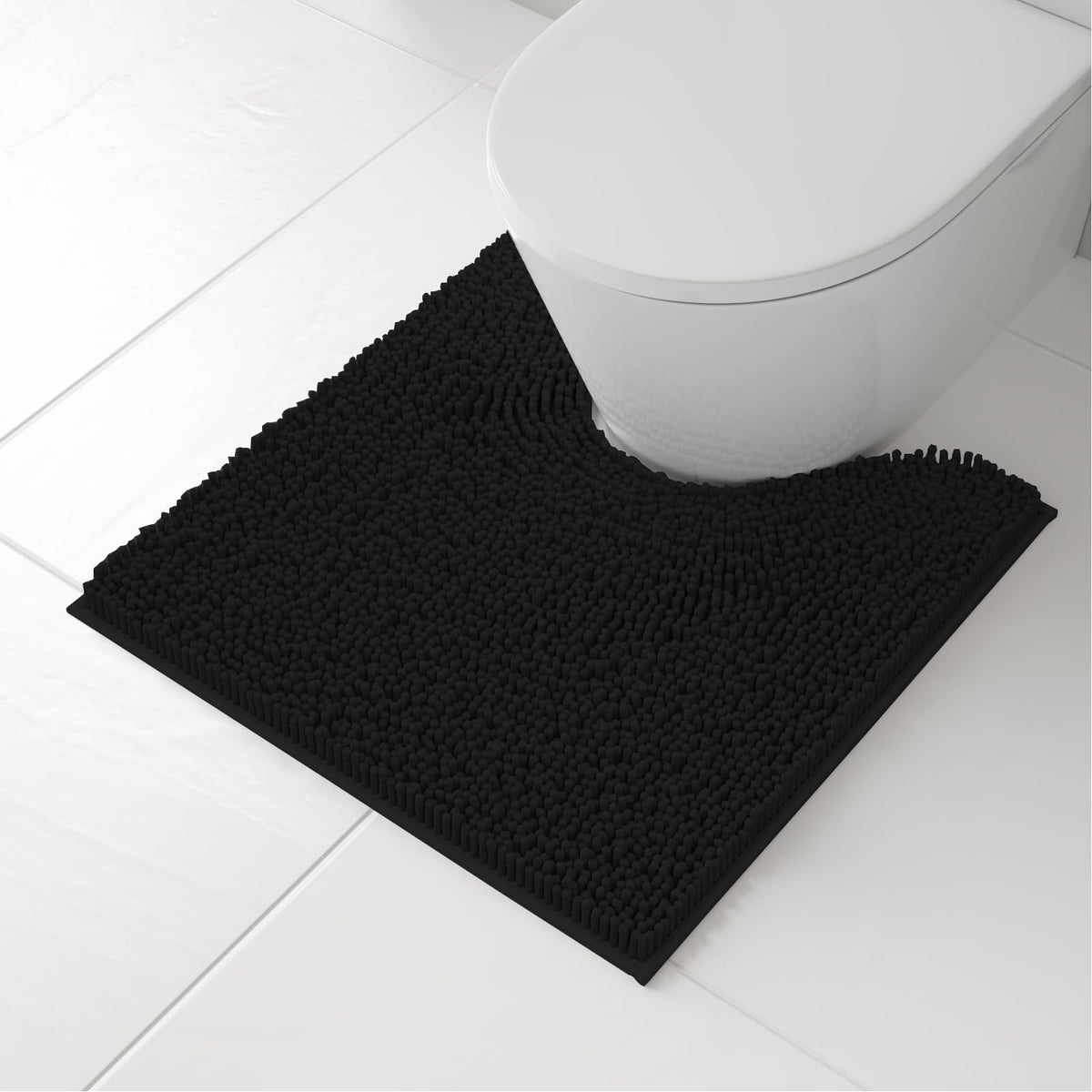 RUN HELIX Bathroom Toilet Lid Cover,Chenille Machine Washable Seat Covers, 17.5x15, Stays in Place Rubber Backing, Fits Most Round, Elongated and Oblong Lids, Accessories Decor,White
