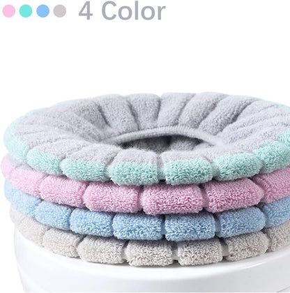 4Pcs Soft Toilet Seat Cover Pads Thicker Warmer Stretchable Washable Cloth Toilet Fits All Oval Toilet Seats