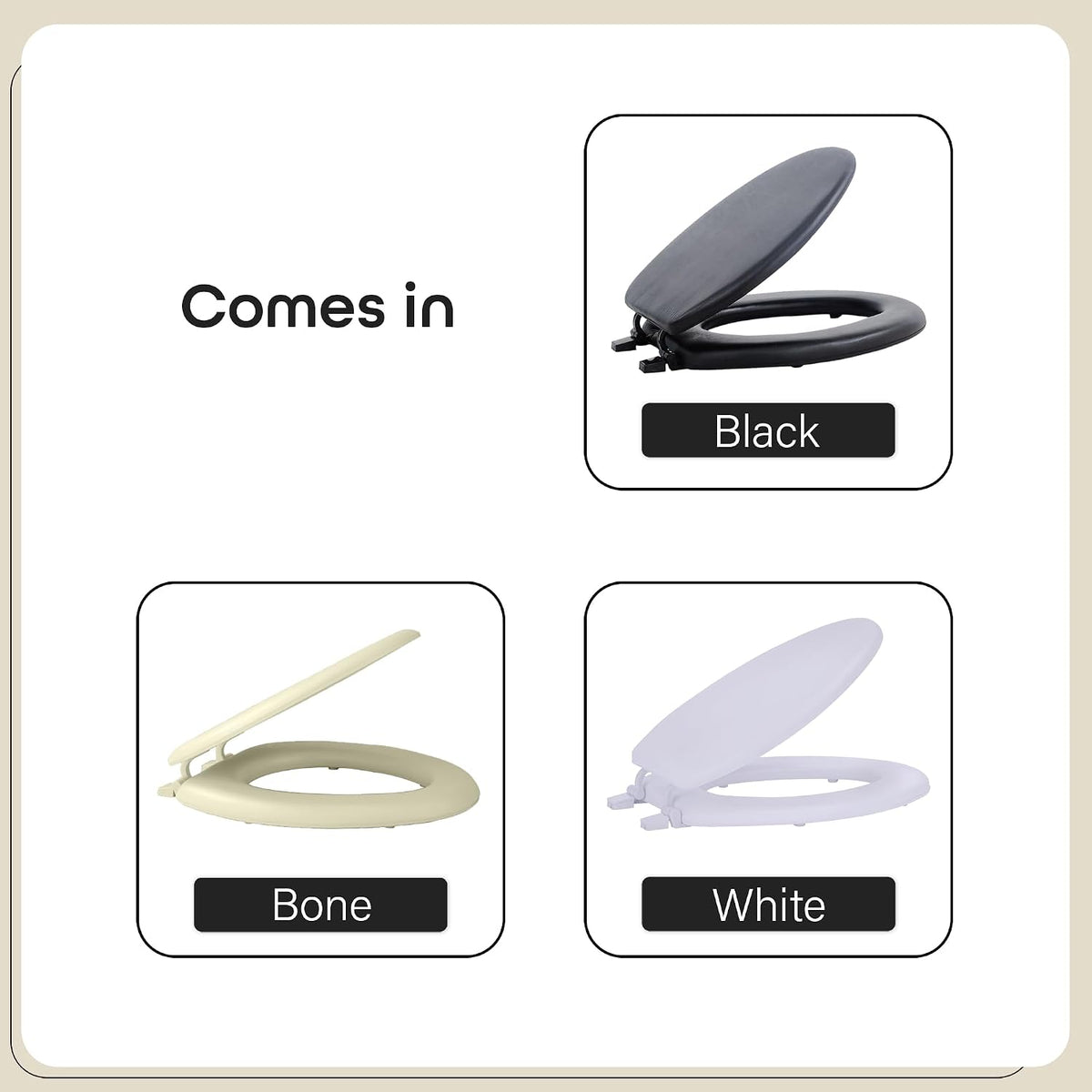 Soft Elongated Vinyl Toilet Seat, White, 19 in