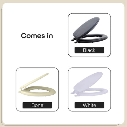 Soft Elongated Vinyl Toilet Seat, White, 19 in
