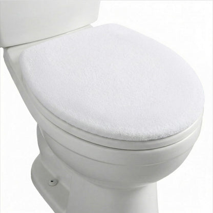 Microfiber Toilet Lid Cover, Non-Slip Soft Toilet Cover Adjustable Toilets Seat Covers Absorbent Machine Washable Covers Elastic Fits Most Round Elongated Toilets Bathroom Decor