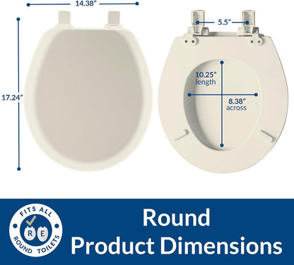 Mayfair Cameron Biscuit Toilet Seat, Non Slip Heavy Duty Wood, Easy Clean, Made in USA, Round