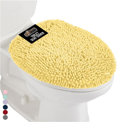 GORILLA GRIP Soft Chenille Toilet Lid Seat Cover, 19.5x18.5 Ivory