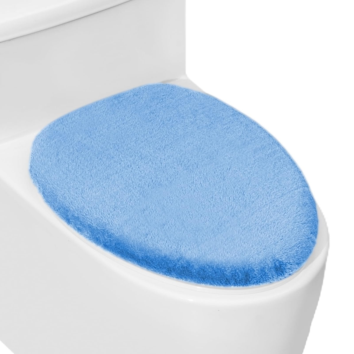 Soft Plush Toilet Lid Cover for Bathroom, Machine Washable Toilet Seat Covers, Fits Most Round Elongated and Oblong Lids, Easy Installation& Cleaning (Turquoise)