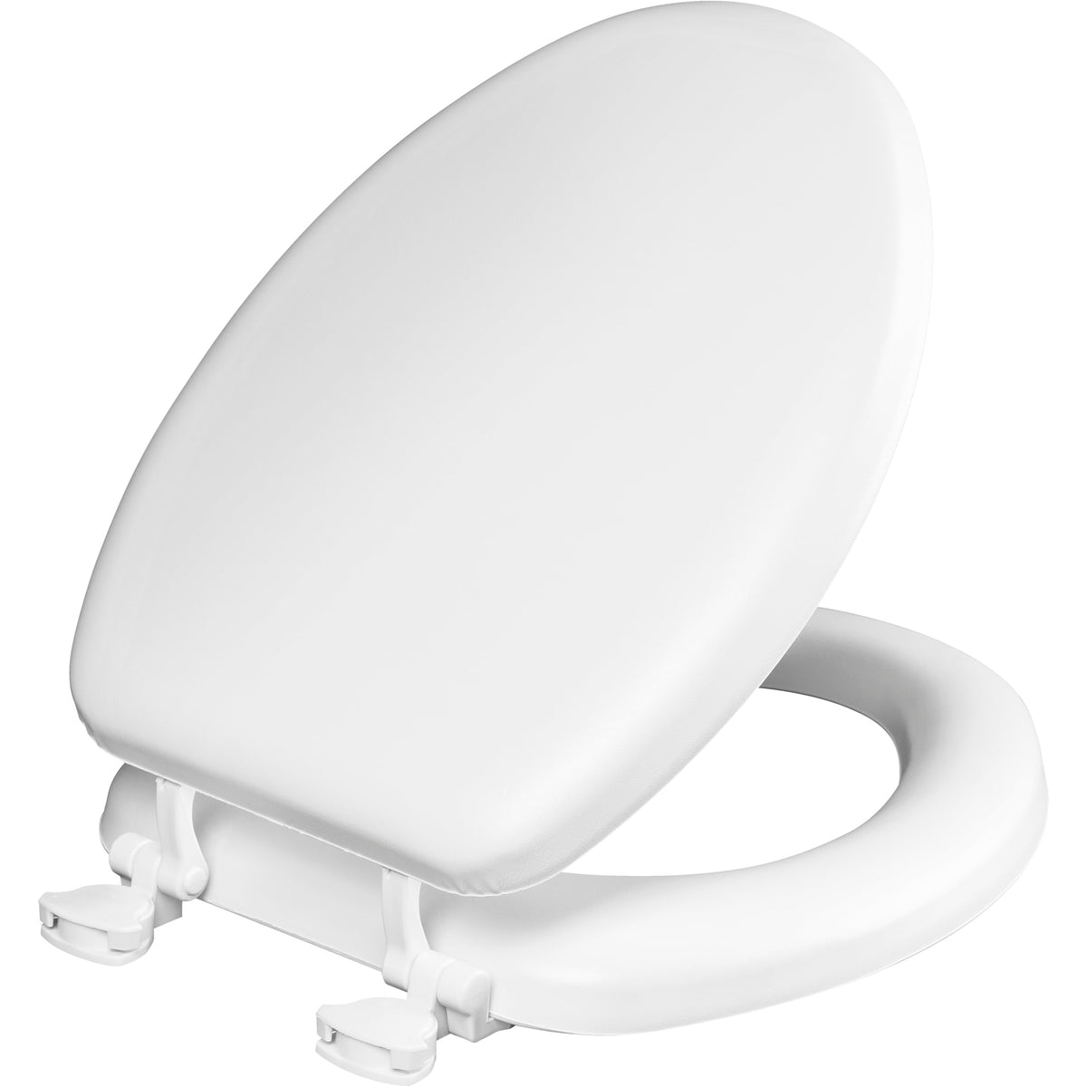 Mayfair Padded Toilet Seat, Cushioned Soft Vinyl over Wood Core Seat, Secure Hinges, Easy Clean, Made in USA, Round, White