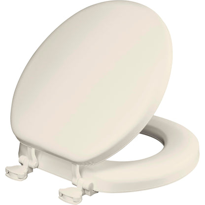 Mayfair Padded Toilet Seat, Cushioned Soft Vinyl over Wood Core Seat, Secure Hinges, Easy Clean, Made in USA, Round, White