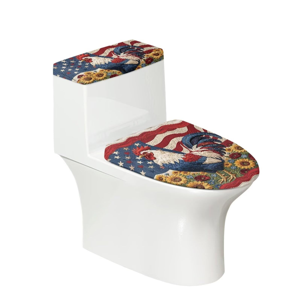Starfish Toilet Lid & Tank Covers Shell Toilet Seat Covers for Bathroom Dust Cover Set 2 Piece Polyester Fabric Bathroom Covers Elastic Bottom Soft Universal for Most Toilet Bowl Lids