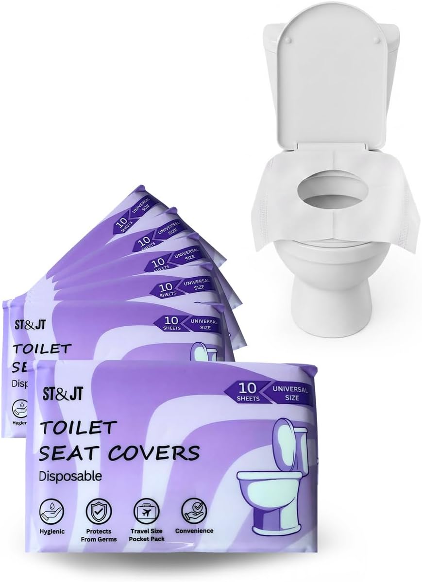 Disposable Toilet Seat Covers, XL Flushable & Biodegradable, 50 Pack