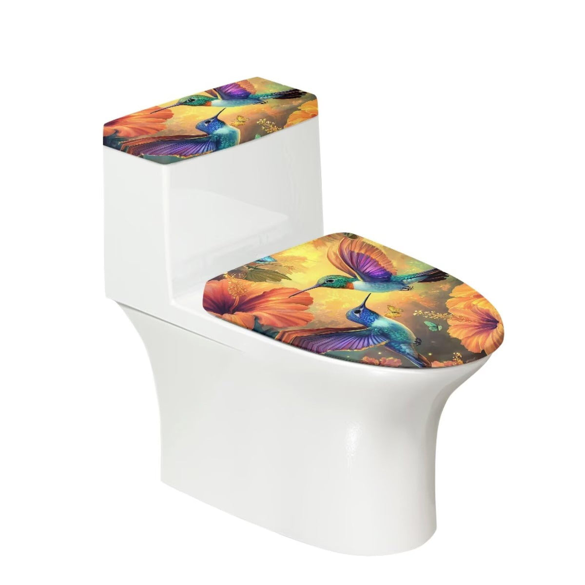 Starfish Toilet Lid & Tank Covers Shell Toilet Seat Covers for Bathroom Dust Cover Set 2 Piece Polyester Fabric Bathroom Covers Elastic Bottom Soft Universal for Most Toilet Bowl Lids