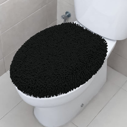 Ultra Soft Chenille Bathroom Toilet Lid Cover, 19x21 Inches, Charcoal Gray