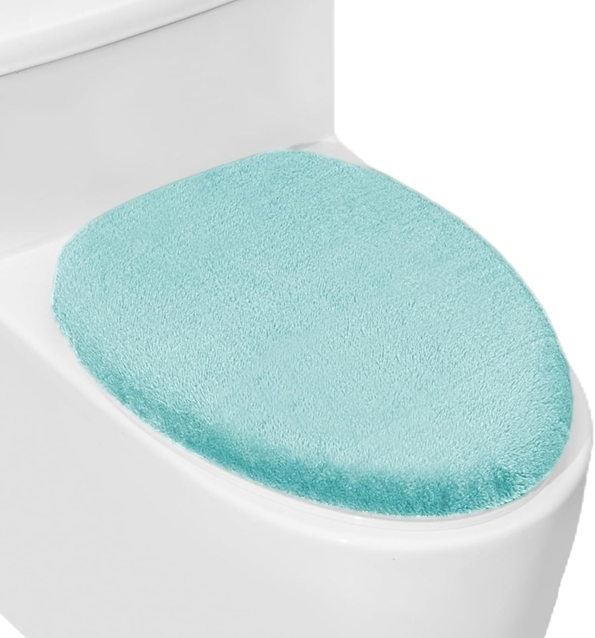 Soft Plush Toilet Lid Cover for Bathroom, Machine Washable Toilet Seat Covers, Fits Most Round Elongated and Oblong Lids, Easy Installation& Cleaning (Turquoise)