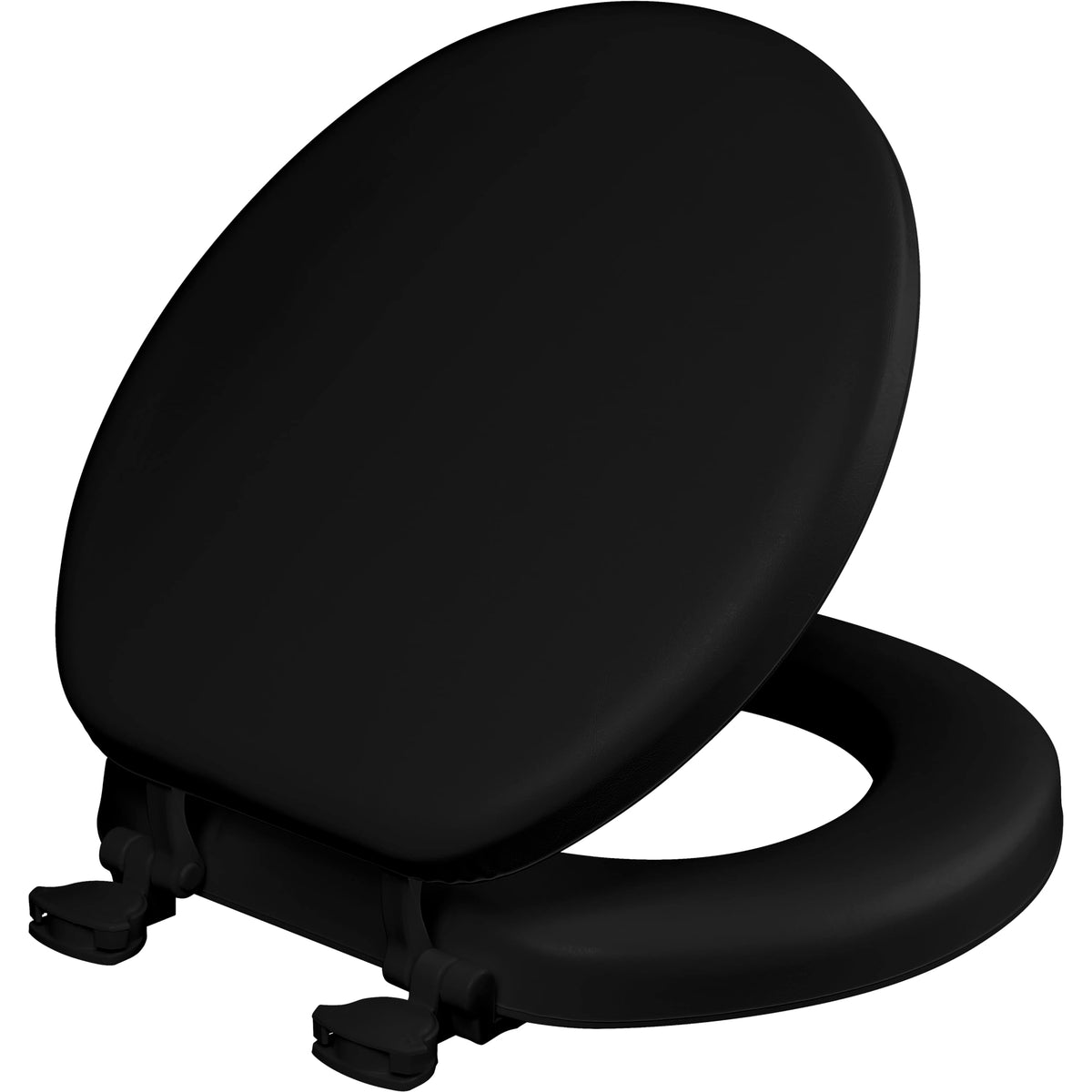 Mayfair Padded Toilet Seat, Cushioned Soft Vinyl over Wood Core Seat, Secure Hinges, Easy Clean, Made in USA, Round, White