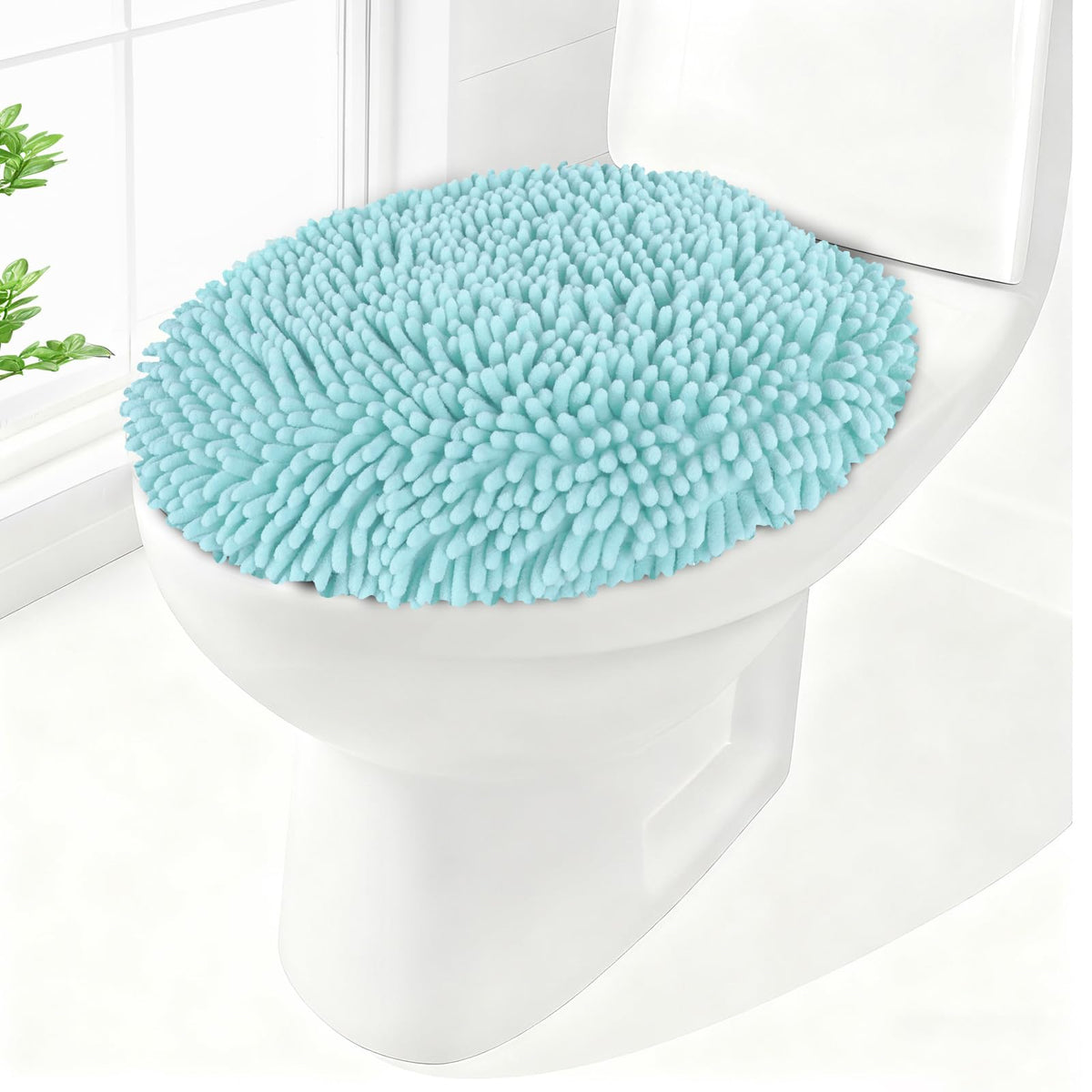 Soft Chenille Toilet Lid Cover 19.5L x 18.5W Machine Washable