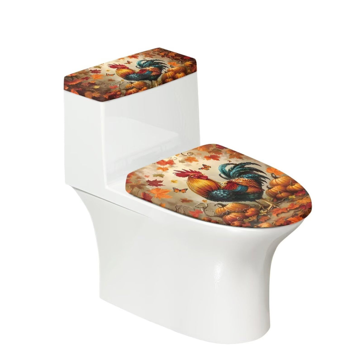 Starfish Toilet Lid & Tank Covers Shell Toilet Seat Covers for Bathroom Dust Cover Set 2 Piece Polyester Fabric Bathroom Covers Elastic Bottom Soft Universal for Most Toilet Bowl Lids