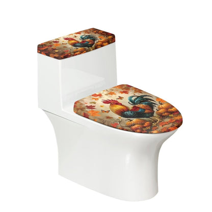 Starfish Toilet Lid & Tank Covers Shell Toilet Seat Covers for Bathroom Dust Cover Set 2 Piece Polyester Fabric Bathroom Covers Elastic Bottom Soft Universal for Most Toilet Bowl Lids