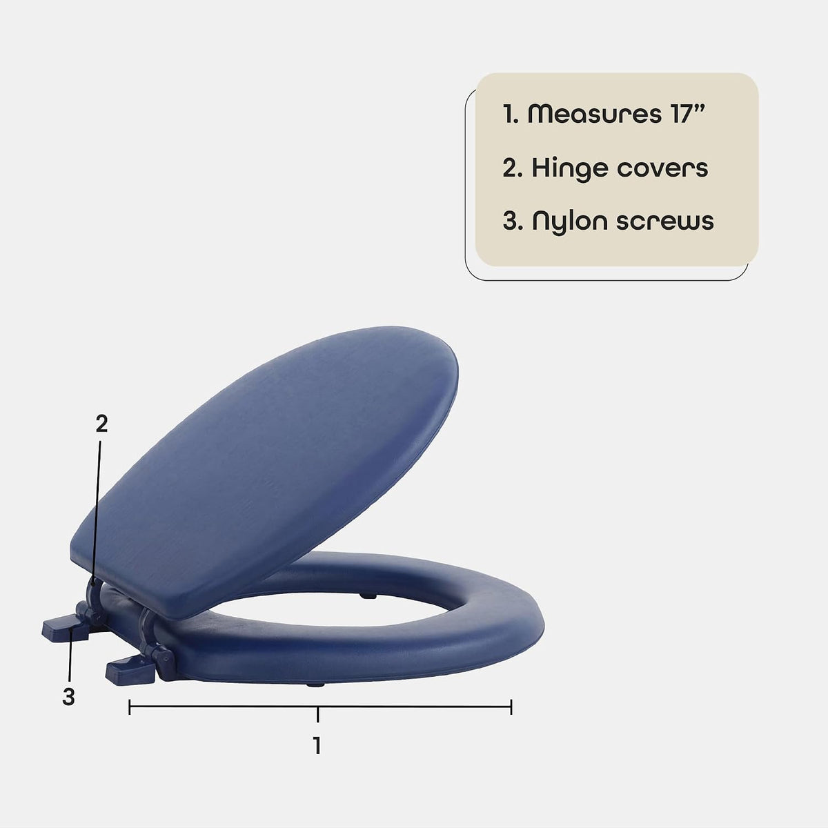 Soft Standard Vinyl Toilet Seat, Navy, 17 in