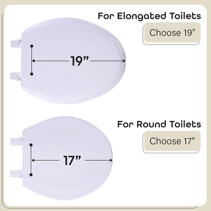 Soft Elongated Vinyl Toilet Seat, White, 19 in
