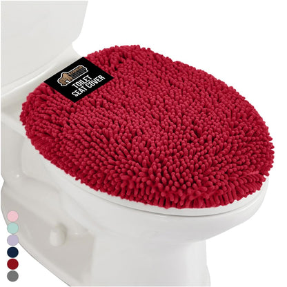 GORILLA GRIP Soft Chenille Toilet Lid Seat Cover, 19.5x18.5 Ivory