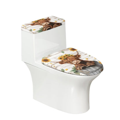 Starfish Toilet Lid & Tank Covers Shell Toilet Seat Covers for Bathroom Dust Cover Set 2 Piece Polyester Fabric Bathroom Covers Elastic Bottom Soft Universal for Most Toilet Bowl Lids