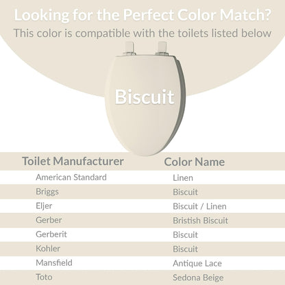 Mayfair Cameron Biscuit Toilet Seat, Non Slip Heavy Duty Wood, Easy Clean, Made in USA, Round