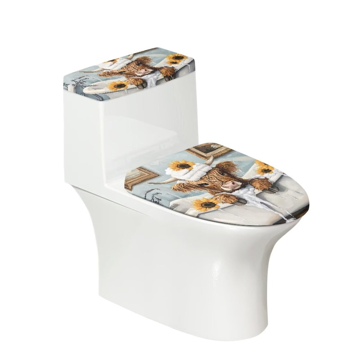 Starfish Toilet Lid & Tank Covers Shell Toilet Seat Covers for Bathroom Dust Cover Set 2 Piece Polyester Fabric Bathroom Covers Elastic Bottom Soft Universal for Most Toilet Bowl Lids