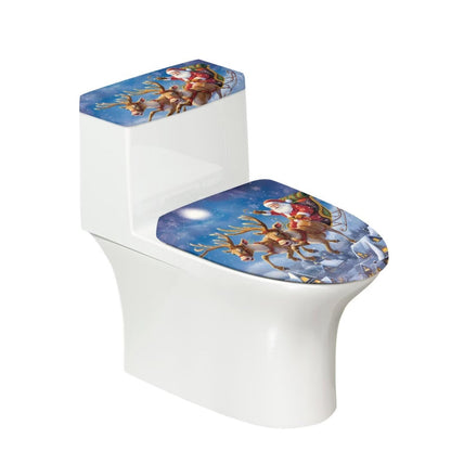 Starfish Toilet Lid & Tank Covers Shell Toilet Seat Covers for Bathroom Dust Cover Set 2 Piece Polyester Fabric Bathroom Covers Elastic Bottom Soft Universal for Most Toilet Bowl Lids