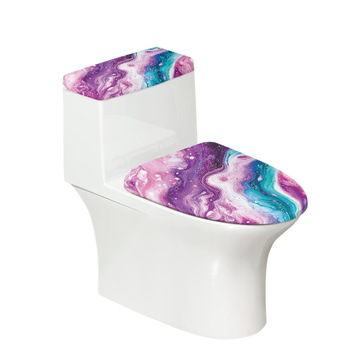 Starfish Toilet Lid & Tank Covers Shell Toilet Seat Covers for Bathroom Dust Cover Set 2 Piece Polyester Fabric Bathroom Covers Elastic Bottom Soft Universal for Most Toilet Bowl Lids
