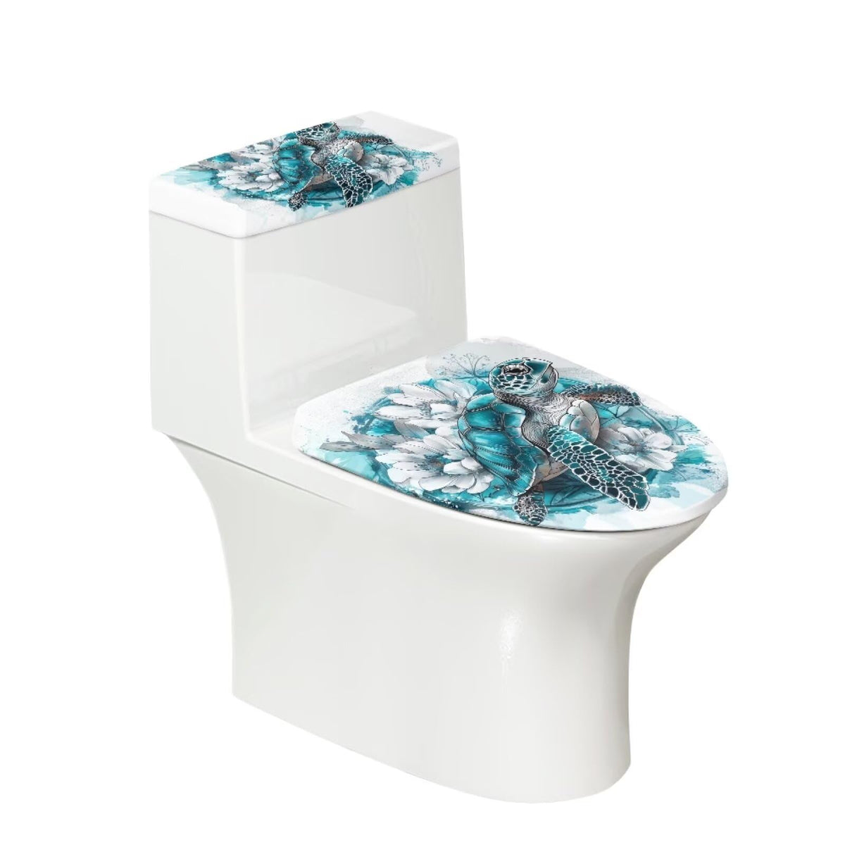 Starfish Toilet Lid & Tank Covers Shell Toilet Seat Covers for Bathroom Dust Cover Set 2 Piece Polyester Fabric Bathroom Covers Elastic Bottom Soft Universal for Most Toilet Bowl Lids