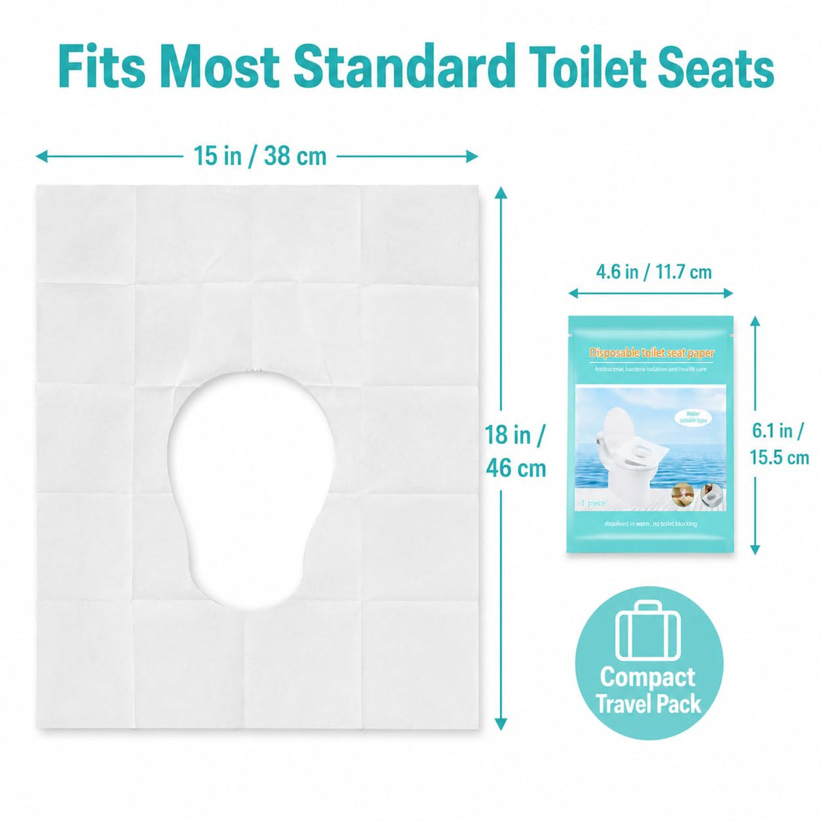 Toilet Seat Covers Disposable, 50 Pcs Flushable Paper Travel Accessories