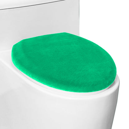 Comfortable Soft Plush Toilet Lid Cover for Bathroom, Machine Washable Toilet Seat Covers, Fits Most Round Elongated and Oblong Lids, Easy Installation& Cleaning (Olive green)