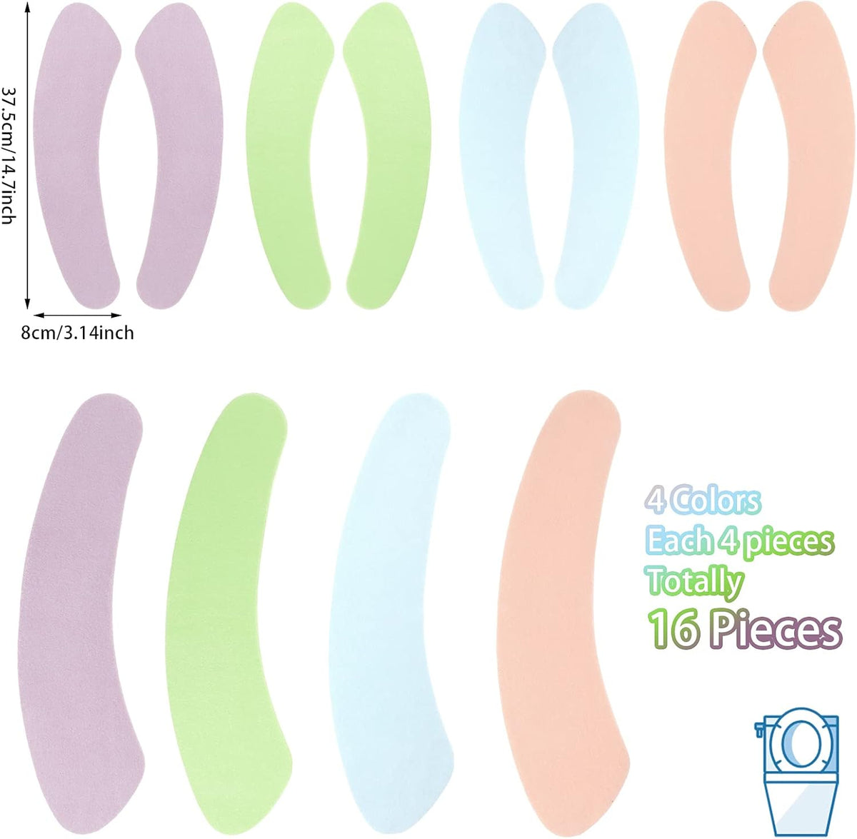 Tatuo 8 Pairs Bathroom Warmer Toilet Seat Cover Pads Washable and Reusable