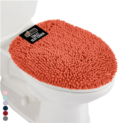 GORILLA GRIP Soft Chenille Toilet Lid Seat Cover, 19.5x18.5 Ivory