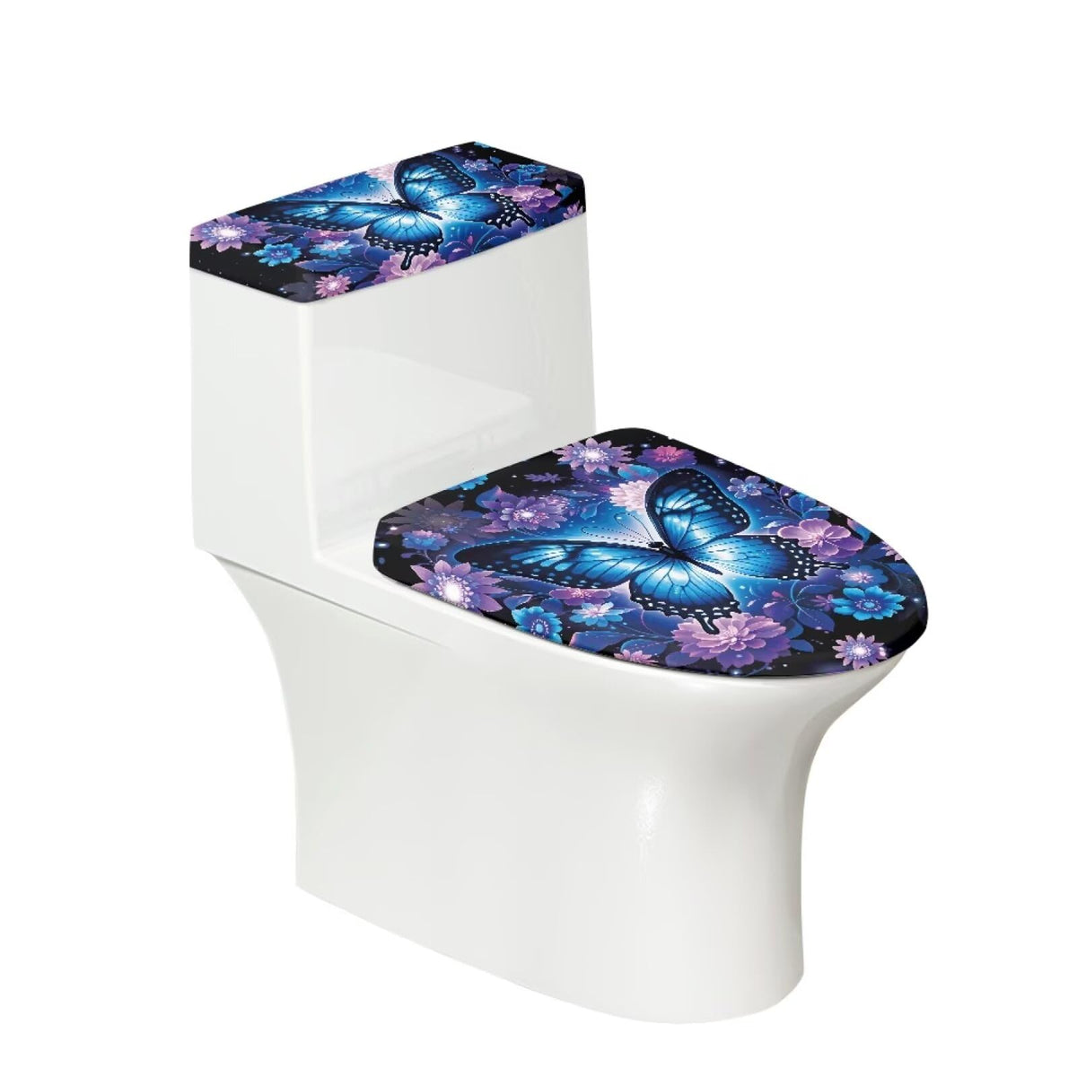 Starfish Toilet Lid & Tank Covers Shell Toilet Seat Covers for Bathroom Dust Cover Set 2 Piece Polyester Fabric Bathroom Covers Elastic Bottom Soft Universal for Most Toilet Bowl Lids