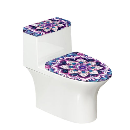 Starfish Toilet Lid & Tank Covers Shell Toilet Seat Covers for Bathroom Dust Cover Set 2 Piece Polyester Fabric Bathroom Covers Elastic Bottom Soft Universal for Most Toilet Bowl Lids