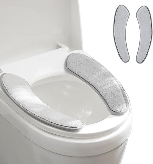 Thick and Warm Toilet Seat Cushion Cover - with Sticky Toilet Seat Cushion - Washable and Reusable Mat for Winter - Double Flap Separation, TPR Back Adhesive, Soft and Protective (Grey)