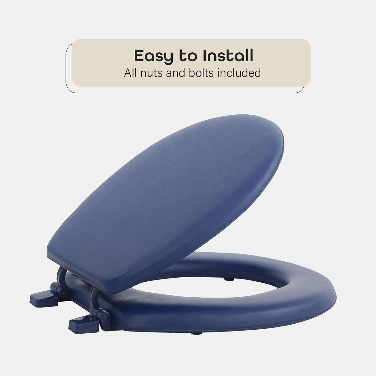 Soft Standard Vinyl Toilet Seat, Navy, 17 in