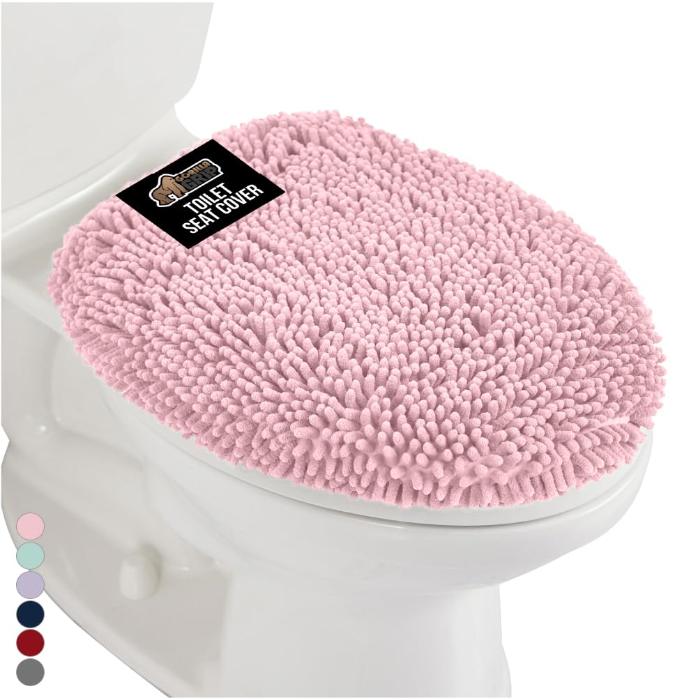 GORILLA GRIP Soft Chenille Toilet Lid Seat Cover, 19.5x18.5 Ivory