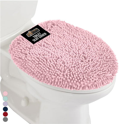 GORILLA GRIP Soft Chenille Toilet Lid Seat Cover, 19.5x18.5 Ivory