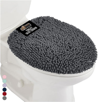 GORILLA GRIP Soft Chenille Toilet Lid Seat Cover, 19.5x18.5 Ivory