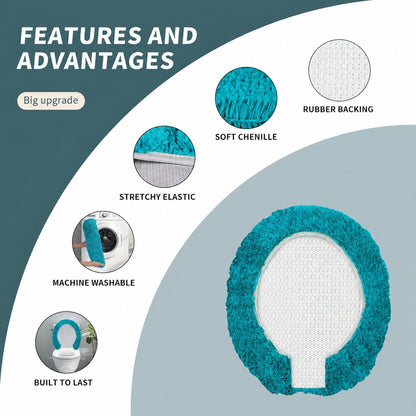 Microfiber Elongated Toilet Seat Cover 19.5"x 15" Machine Washable