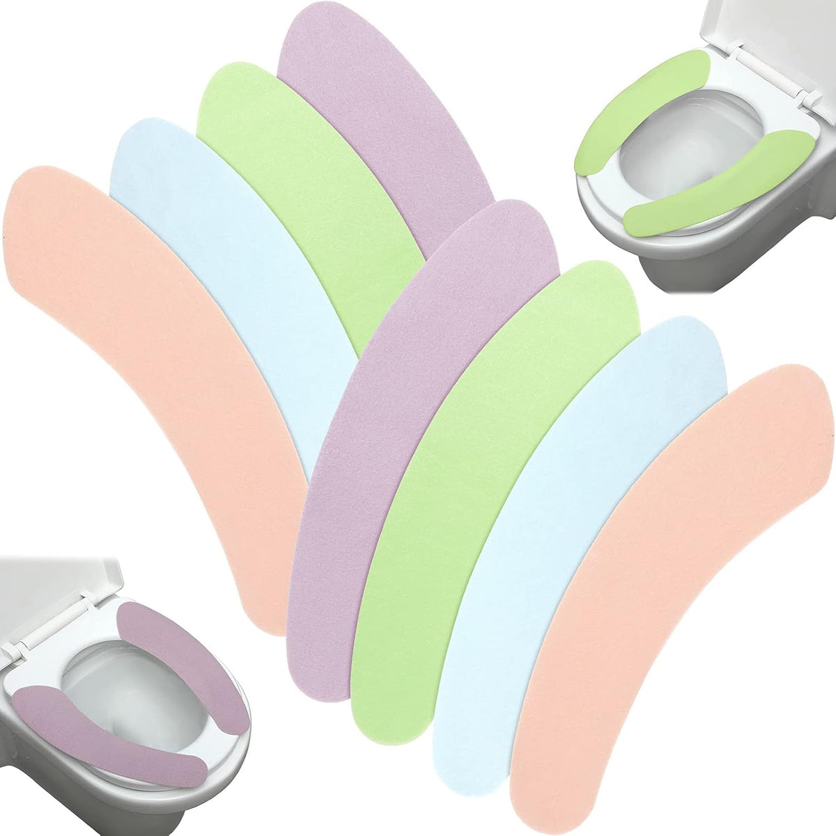 Tatuo 8 Pairs Bathroom Warmer Toilet Seat Cover Pads Washable and Reusable