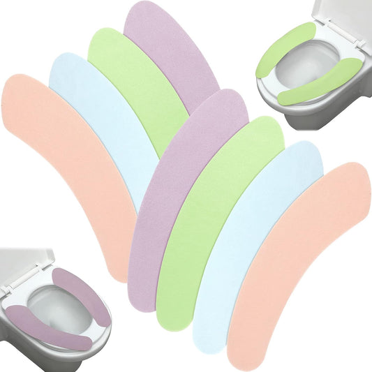 Tatuo 8 Pairs Bathroom Warmer Toilet Seat Cover Pads Washable and Reusable